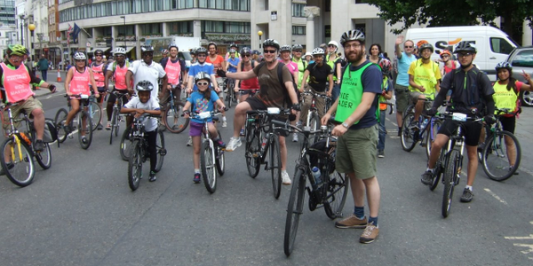 Large group of cyclists